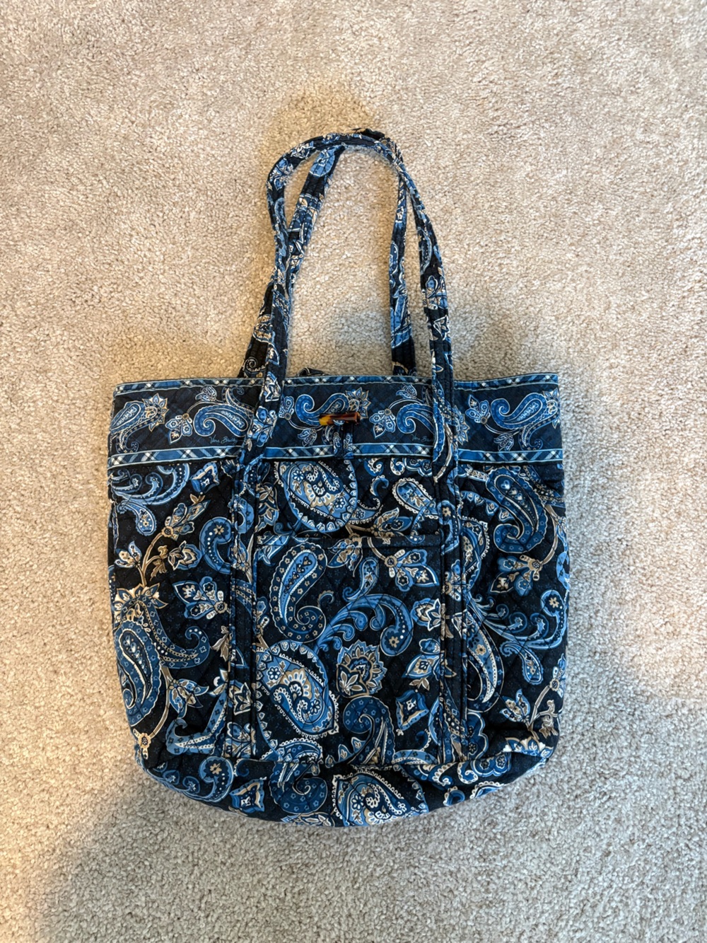 Y2K Windsor Navy Blue Paisley Quilted Tote Bag - Brand: Vera Bradley